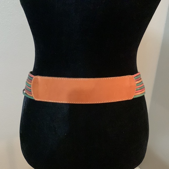 Echo brand ladies size M/L genuine Italian leather rainbow belt - Picture 5 of 6